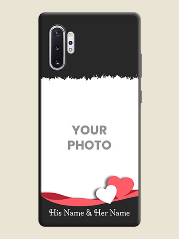 Custom Pink Color Love Shaped Ribbon Design with Text on Space Black Custom Soft Matte Phone Back Cover - Galaxy Note 10 Plus - alternate view