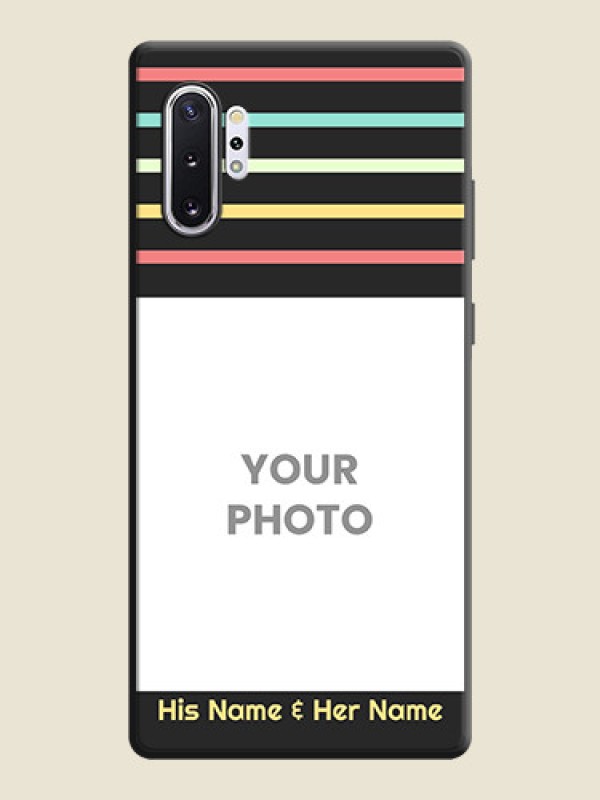 Custom Color Stripes with Photo and Text - Photo on Space Black Soft Matte Mobile Case - Galaxy Note 10 Plus - alternate view