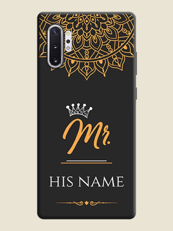 Custom Mr Name with Floral Design  on Personalised Space Black Soft Matte Cases - Galaxy Note 10 Plus - alternate view