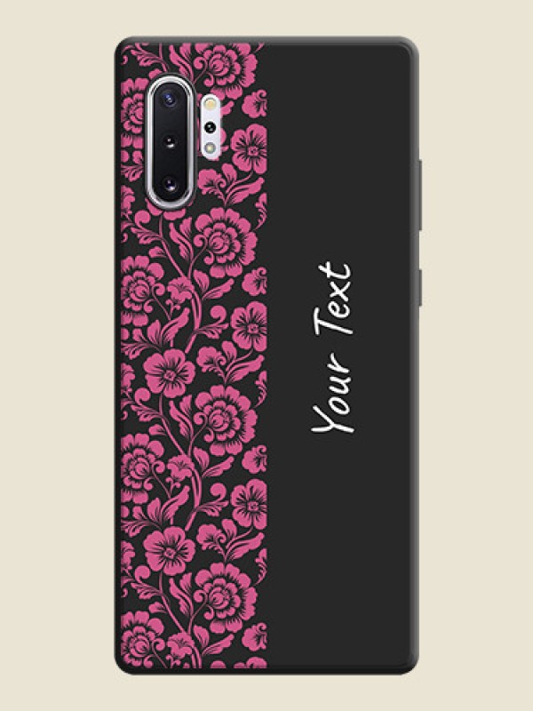 Custom Pink Floral Pattern Design With Custom Text On Space Black Personalized Soft Matte Phone Covers -Samsung Galaxy Note 10 Plus - alternate view