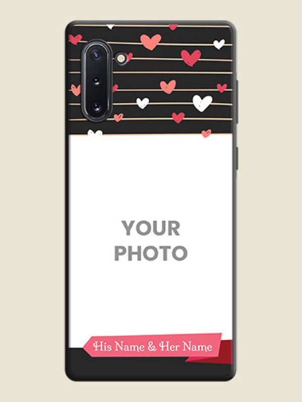 Custom Love Pattern with Name on Pink Ribbon  - Photo on Space Black Soft Matte Back Cover - Galaxy Note 10 - alternate view