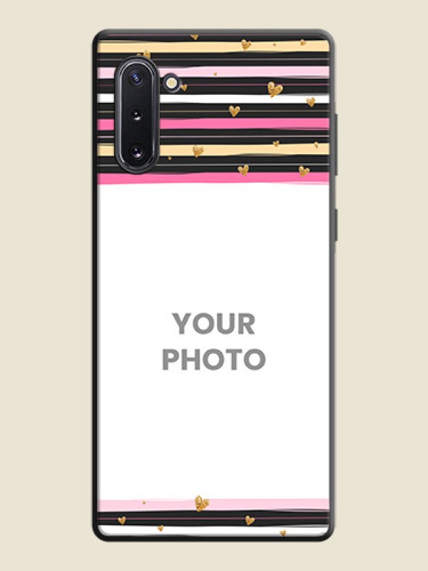 Custom Multicolor Lines and Golden Love Symbols Design - Photo on Space Black Soft Matte Mobile Cover - Galaxy Note 10 - alternate view
