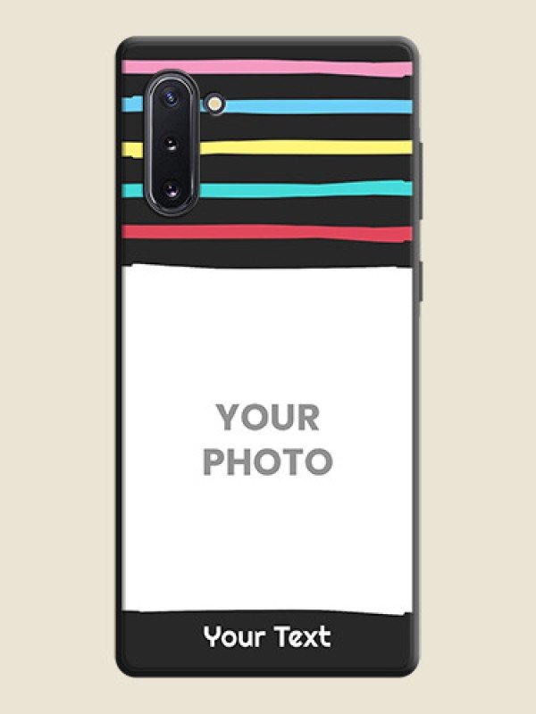 Custom Multicolor Lines with Image on Space Black Personalized Soft Matte Phone Covers - Galaxy Note 10 - alternate view