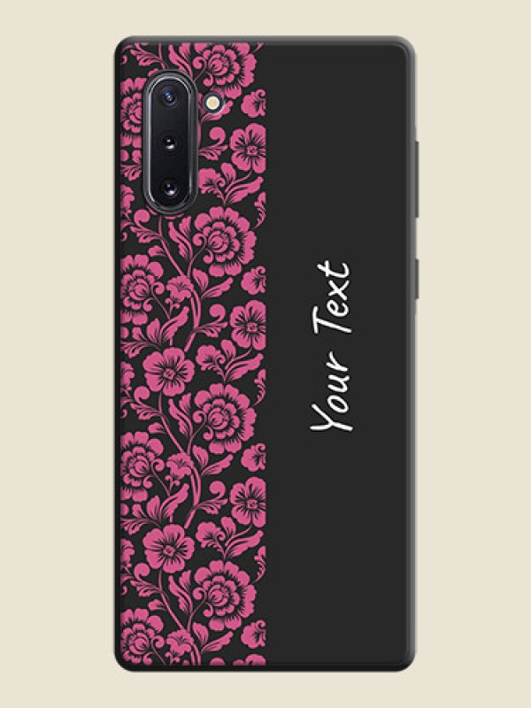 Custom Pink Floral Pattern Design With Custom Text On Space Black Personalized Soft Matte Phone Covers -Samsung Galaxy Note 10 - alternate view