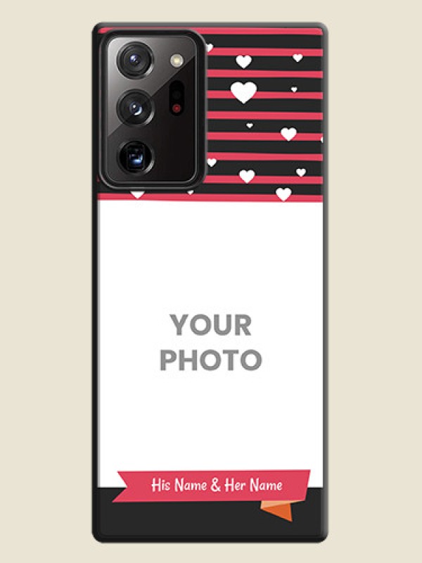 Custom White Color Love Symbols with Pink Lines Pattern on Space Black Custom Soft Matte Phone Cases - Galaxy Note 20 Ultra - alternate view