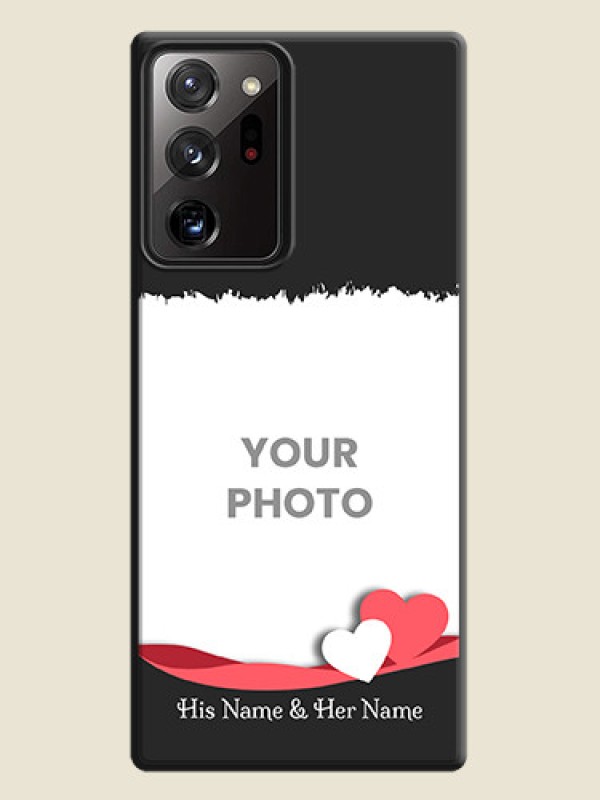 Custom Pink Color Love Shaped Ribbon Design with Text on Space Black Custom Soft Matte Phone Back Cover - Galaxy Note 20 Ultra - alternate view