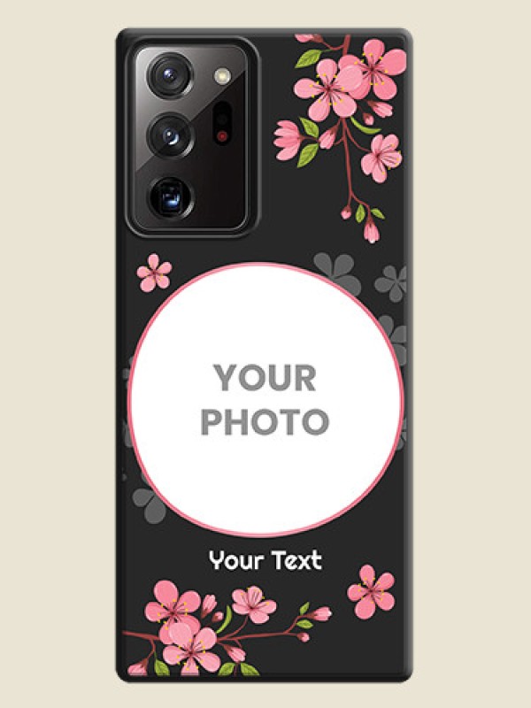 Custom Round Image with Pink Color Floral Design - Photo on Space Black Soft Matte Back Cover - Galaxy Note 20 Ultra - alternate view