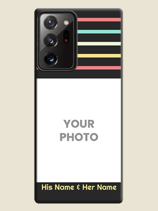 Custom Color Stripes with Photo and Text - Photo on Space Black Soft Matte Mobile Case - Galaxy Note 20 Ultra - alternate view