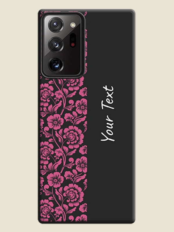 Custom Pink Floral Pattern Design With Custom Text On Space Black Personalized Soft Matte Phone Covers -Samsung Galaxy Note 20 Ultra - alternate view