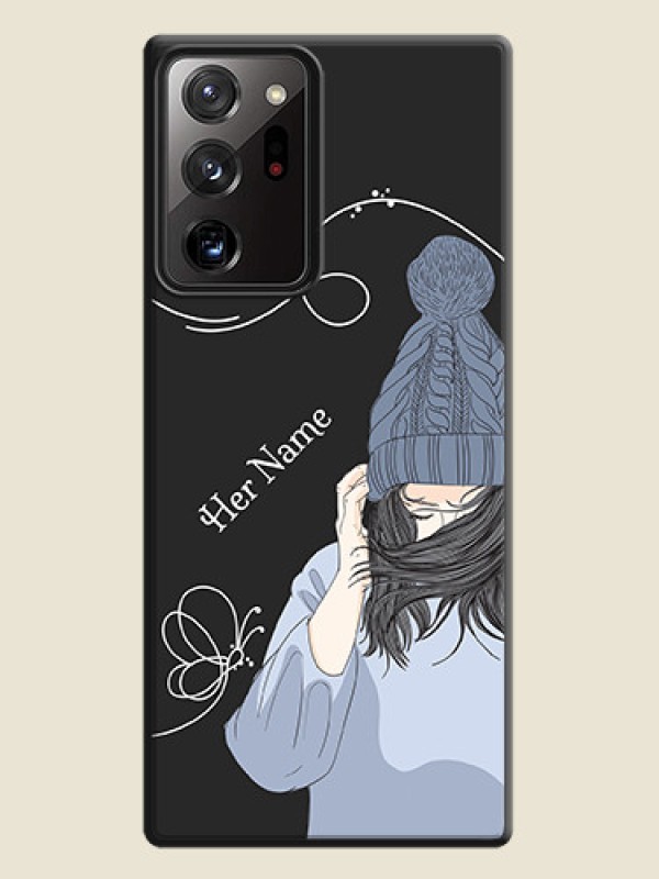 Custom Girl With Blue Winter Outfiit Custom Text Design On Space Black Personalized Soft Matte Phone Covers -Samsung Galaxy Note 20 Ultra - alternate view