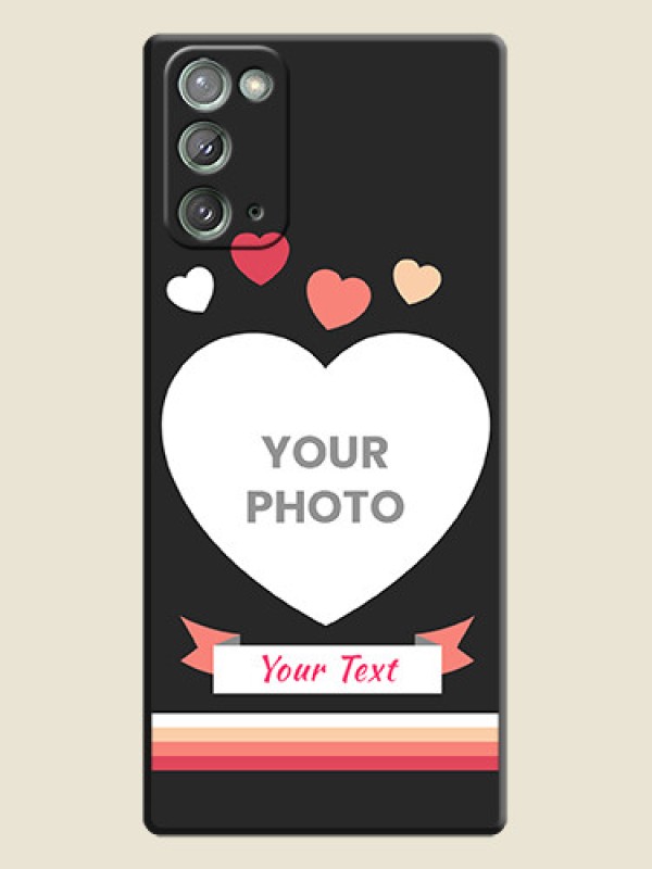 Custom Love Shaped Photo with Colorful Stripes on Personalised Space Black Soft Matte Cases - Galaxy Note 20 - alternate view