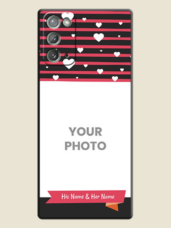 Custom White Color Love Symbols with Pink Lines Pattern on Space Black Custom Soft Matte Phone Cases - Galaxy Note 20 - alternate view