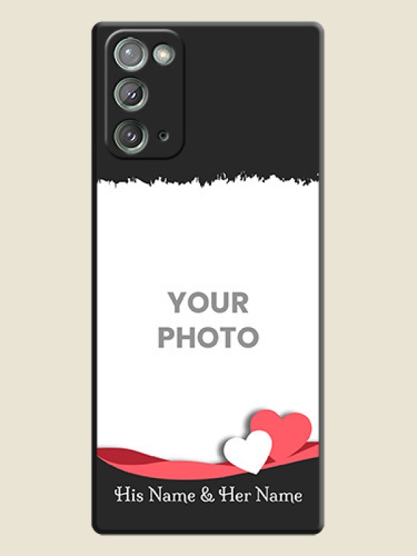 Custom Pink Color Love Shaped Ribbon Design with Text on Space Black Custom Soft Matte Phone Back Cover - Galaxy Note 20 - alternate view