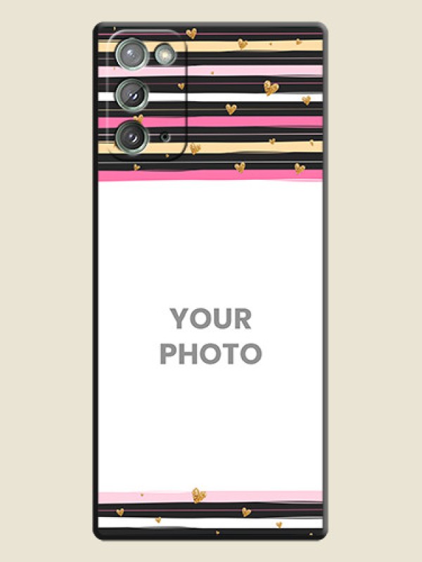 Custom Multicolor Lines and Golden Love Symbols Design - Photo on Space Black Soft Matte Mobile Cover - Galaxy Note 20 - alternate view