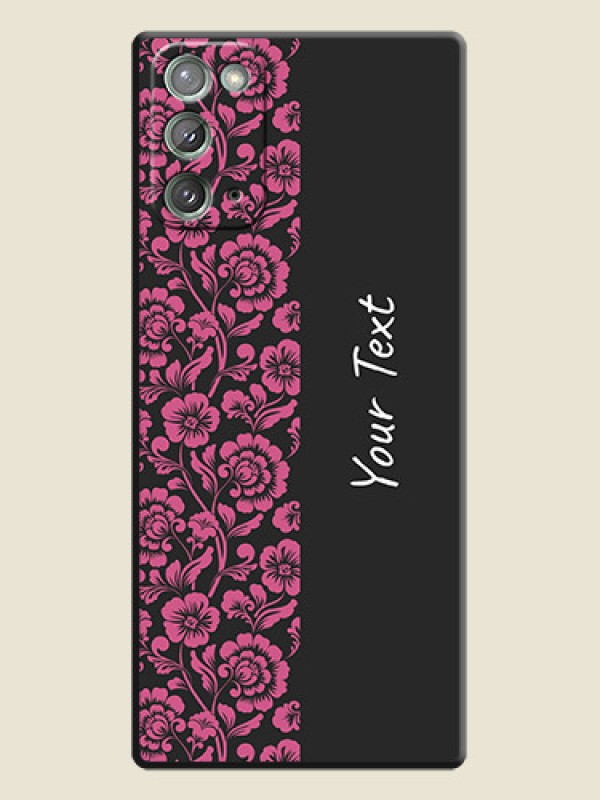 Custom Pink Floral Pattern Design With Custom Text On Space Black Personalized Soft Matte Phone Covers -Samsung Galaxy Note 20 - alternate view
