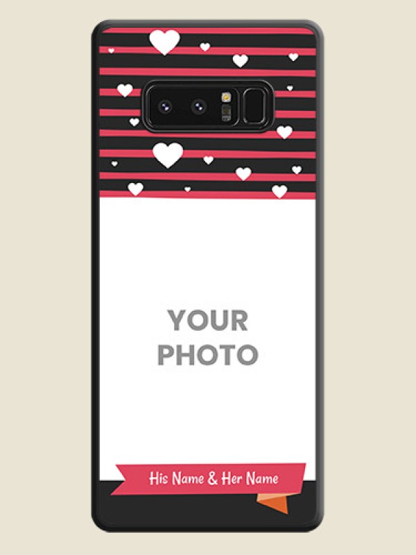 Custom White Color Love Symbols with Pink Lines Pattern on Space Black Custom Soft Matte Phone Cases - Galaxy Note 8 - alternate view