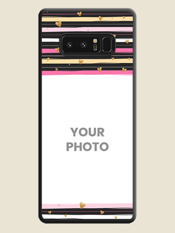 Custom Multicolor Lines and Golden Love Symbols Design on Photo on Space Black Soft Matte Mobile Cover - Galaxy Note 8 - alternate view