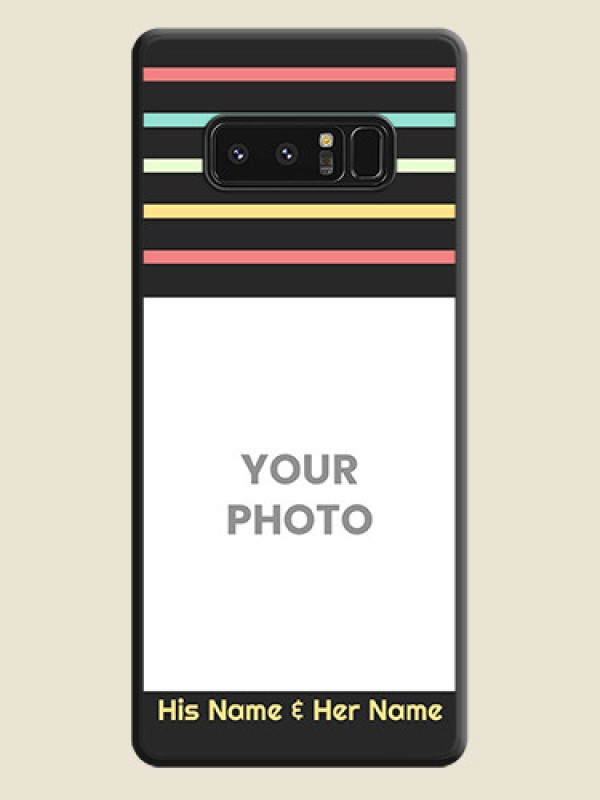 Custom Color Stripes with Photo and Text on Photo on Space Black Soft Matte Mobile Case - Galaxy Note 8 - alternate view