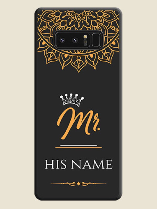 Custom Mr Name with Floral Design  on Personalised Space Black Soft Matte Cases - Galaxy Note 8 - alternate view