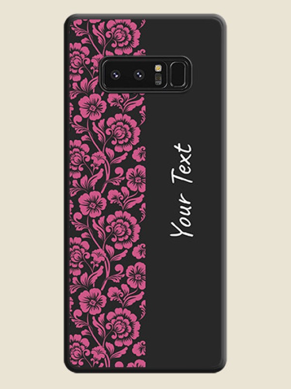Custom Pink Floral Pattern Design With Custom Text On Space Black Personalized Soft Matte Phone Covers -Samsung Galaxy Note 8 - alternate view