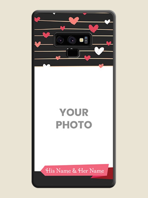 Custom Love Pattern with Name on Pink Ribbon  on Photo on Space Black Soft Matte Back Cover - Galaxy Note 9 - alternate view