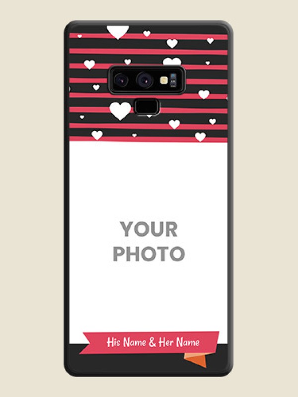 Custom White Color Love Symbols with Pink Lines Pattern on Space Black Custom Soft Matte Phone Cases - Galaxy Note 9 - alternate view