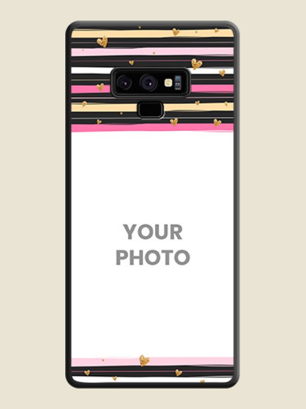 Custom Multicolor Lines and Golden Love Symbols Design on Photo on Space Black Soft Matte Mobile Cover - Galaxy Note 9 - alternate view