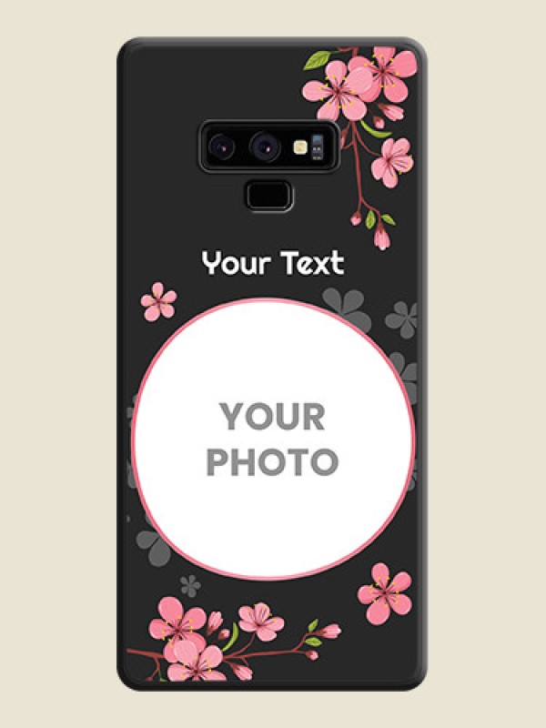 Custom Round Image with Pink Color Floral Design on Photo on Space Black Soft Matte Back Cover - Galaxy Note 9 - alternate view