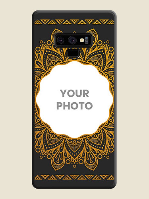 Custom Round Image with Floral Design on Photo on Space Black Soft Matte Mobile Cover - Galaxy Note 9 - alternate view