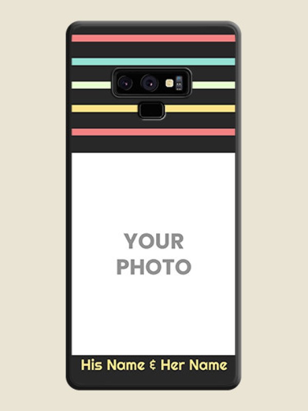 Custom Color Stripes with Photo and Text on Photo on Space Black Soft Matte Mobile Case - Galaxy Note 9 - alternate view
