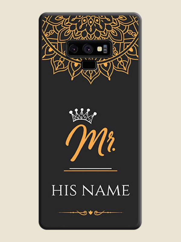 Custom Mr Name with Floral Design  on Personalised Space Black Soft Matte Cases - Galaxy Note 9 - alternate view