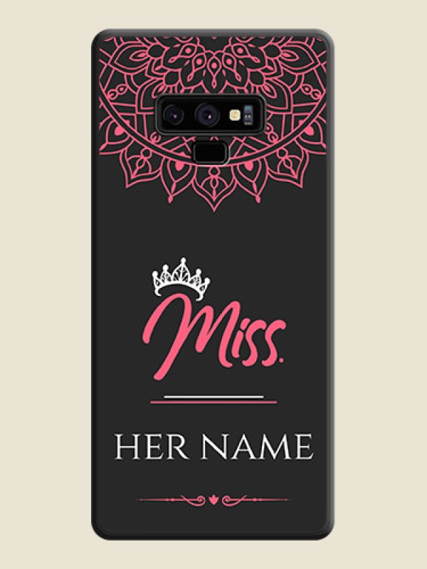 Custom Mrs Name with Floral Design on Space Black Personalized Soft Matte Phone Covers - Galaxy Note 9 - alternate view