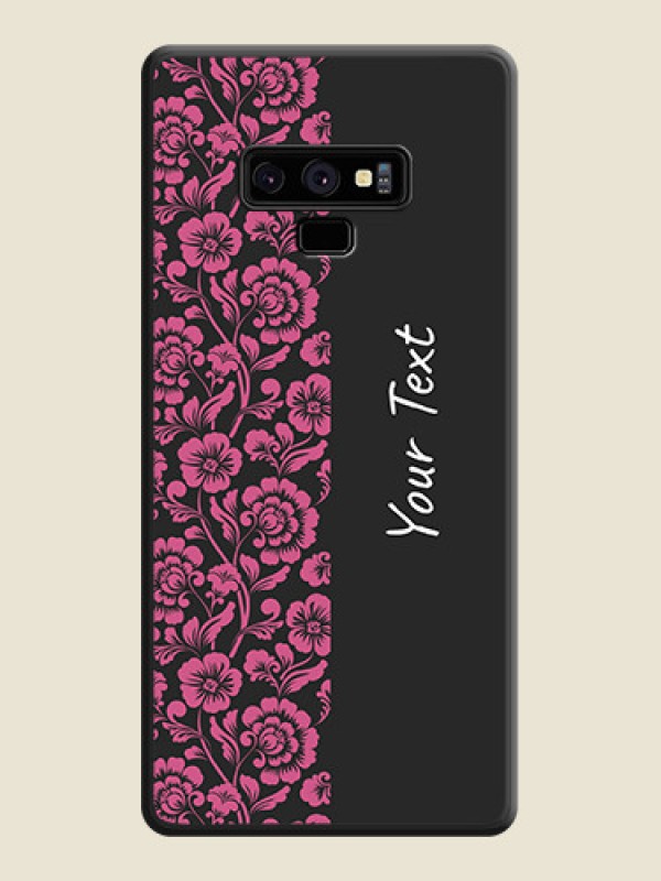 Custom Pink Floral Pattern Design With Custom Text On Space Black Personalized Soft Matte Phone Covers -Samsung Galaxy Note 9 - alternate view