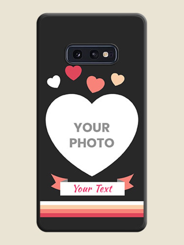 Custom Love Shaped Photo with Colorful Stripes on Personalised Space Black Soft Matte Cases - Galaxy S10E - alternate view