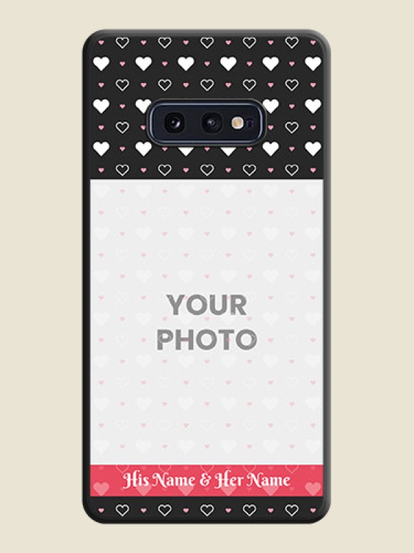 Custom White Color Love Symbols with Text Design on Photo on Space Black Soft Matte Phone Cover - Galaxy S10E - alternate view
