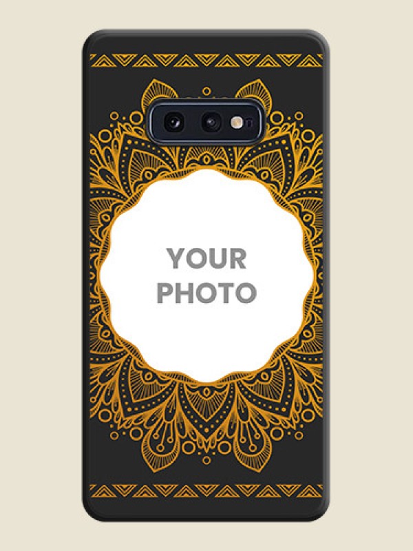 Custom Round Image with Floral Design on Photo on Space Black Soft Matte Mobile Cover - Galaxy S10E - alternate view