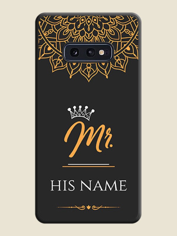 Custom Mr Name with Floral Design  on Personalised Space Black Soft Matte Cases - Galaxy S10E - alternate view