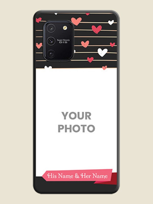 Custom Love Pattern with Name on Pink Ribbon  on Photo on Space Black Soft Matte Back Cover - Galaxy S10 Lite - alternate view