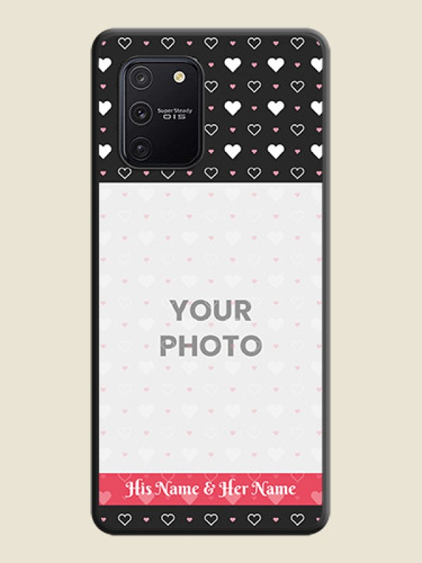 Custom White Color Love Symbols with Text Design on Photo on Space Black Soft Matte Phone Cover - Galaxy S10 Lite - alternate view