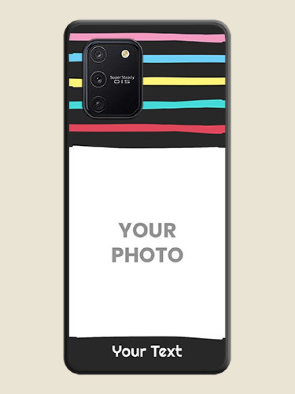 Custom Multicolor Lines with Image on Space Black Personalized Soft Matte Phone Covers - Galaxy S10 Lite - alternate view