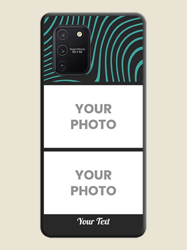 Custom Wave Pattern with 2 Image Holder on Space Black Personalized Soft Matte Phone Covers - Galaxy S10 Lite - alternate view