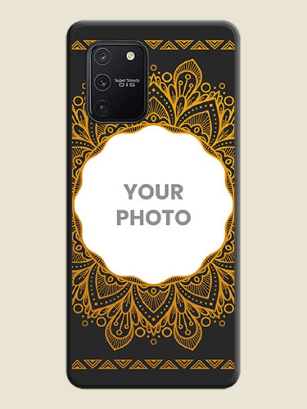 Custom Round Image with Floral Design on Photo on Space Black Soft Matte Mobile Cover - Galaxy S10 Lite - alternate view