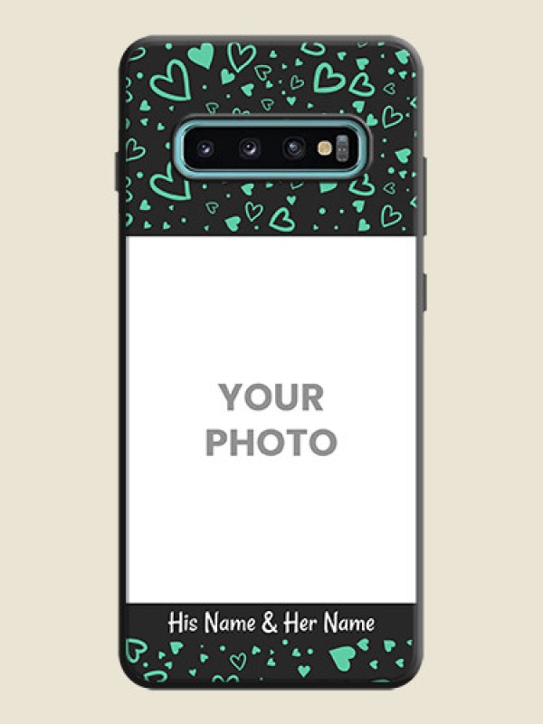 Custom Sea Green Indefinite Love Pattern - Photo on Space Black Soft Matte Mobile Cover - Galaxy S10 Plus - alternate view