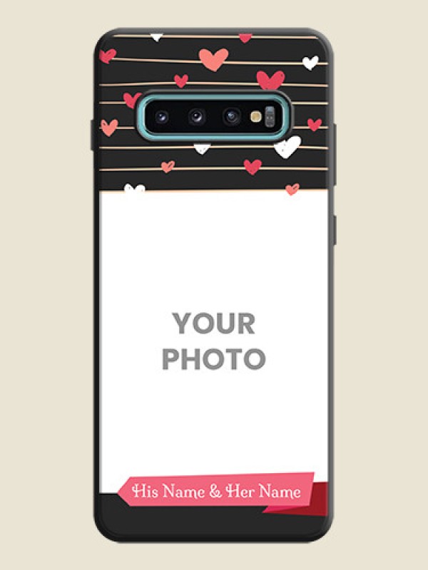 Custom Love Pattern with Name on Pink Ribbon  - Photo on Space Black Soft Matte Back Cover - Galaxy S10 Plus - alternate view