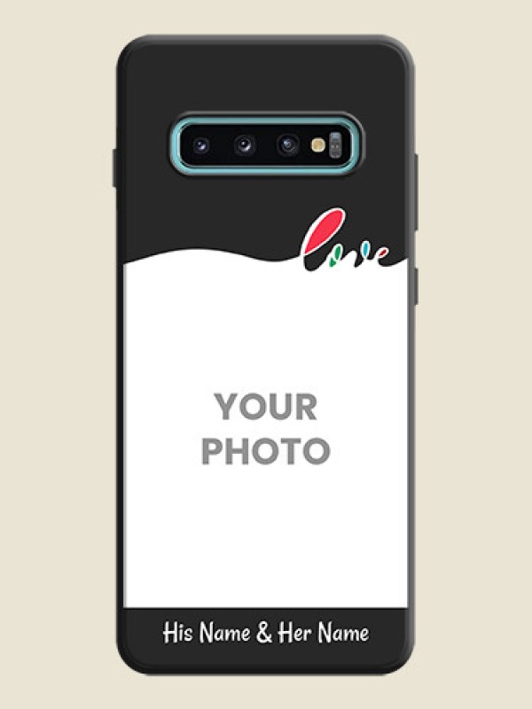 Custom Fall in Love Pattern with Picture - Photo on Space Black Soft Matte Mobile Case - Galaxy S10 Plus - alternate view
