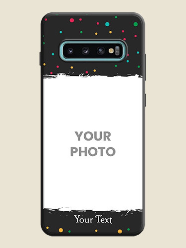 Custom Multicolor Dotted Pattern with Text on Space Black Custom Soft Matte Phone Back Cover - Galaxy S10 Plus - alternate view