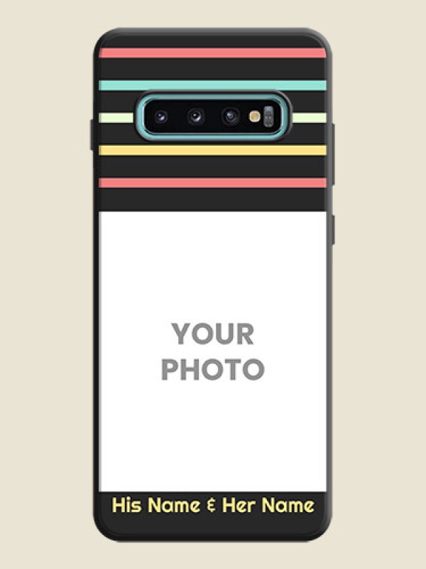 Custom Color Stripes with Photo and Text - Photo on Space Black Soft Matte Mobile Case - Galaxy S10 Plus - alternate view