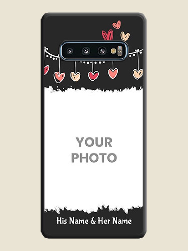 Custom Pink Love Hangings with Name on Space Black Custom Soft Matte Phone Cases - Galaxy S10 - alternate view