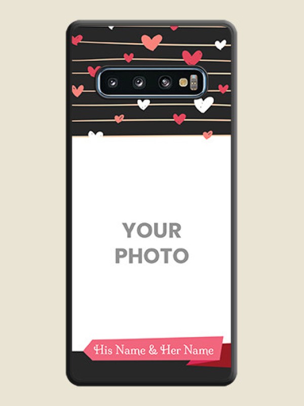 Custom Love Pattern with Name on Pink Ribbon  on Photo on Space Black Soft Matte Back Cover - Galaxy S10 - alternate view