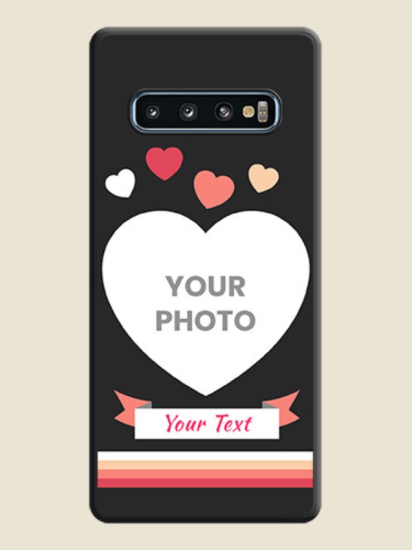 Custom Love Shaped Photo with Colorful Stripes on Personalised Space Black Soft Matte Cases - Galaxy S10 - alternate view